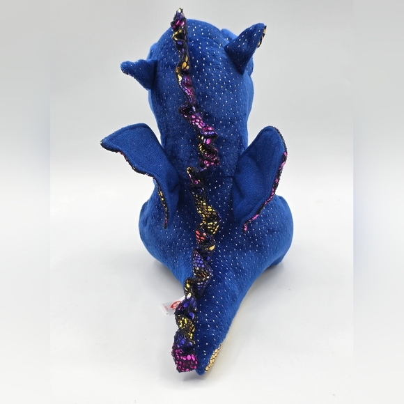 Ty Beanies Boos Saffire Blue & Gold Dragon Plush - Picture 8 of 12